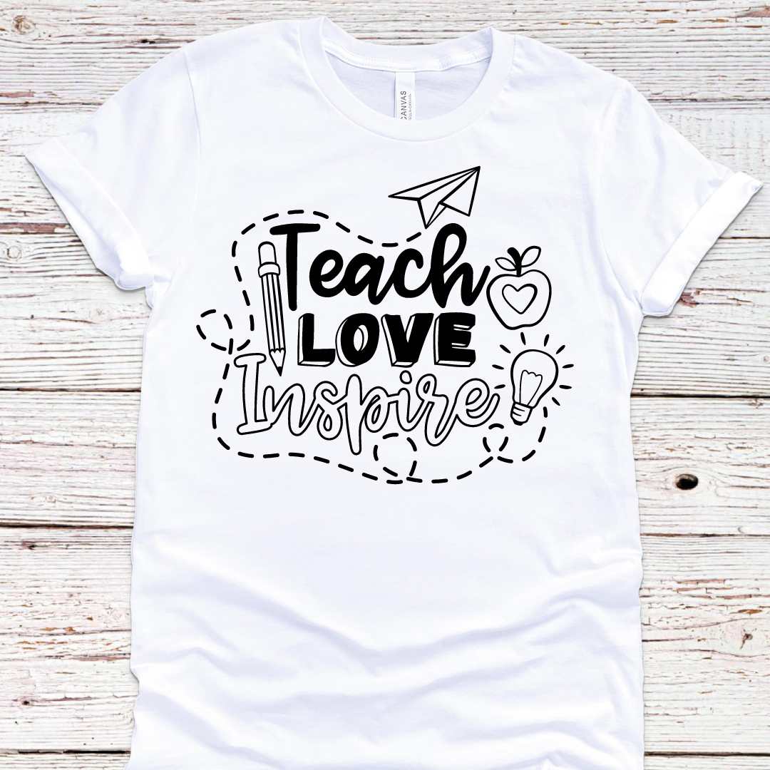 Teach with Love Glitter Graphic T-Shirt - Tees2urdoor