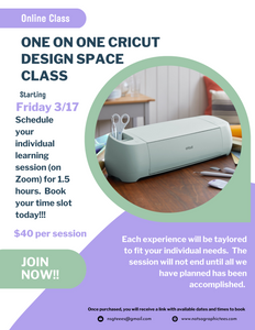 One on One Cricut Skills and Design Space Class